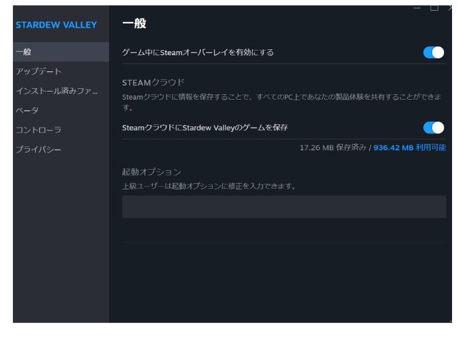 Steamでの画面