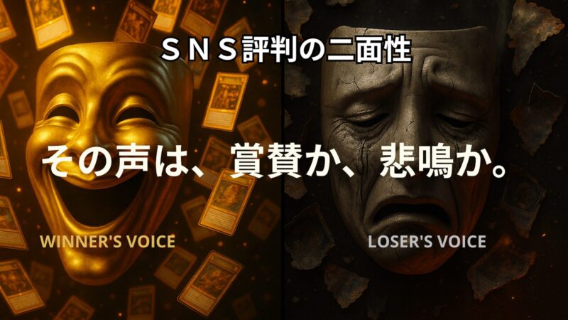 エクストレカとCloveオリパを徹底比較する記事のアイキャッチ画像。炎のドラゴンと氷のゴーレムを背景に、両サービスを対比させて表現している。